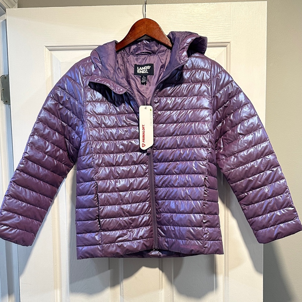 Lands' End Kids Shiny Purple Puffer Coat